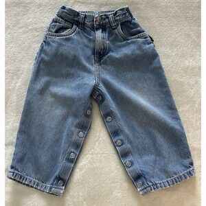 Vintage Carters Baby Denim Jeans Snap Leg Pants Blue Size 18 24 M Retro